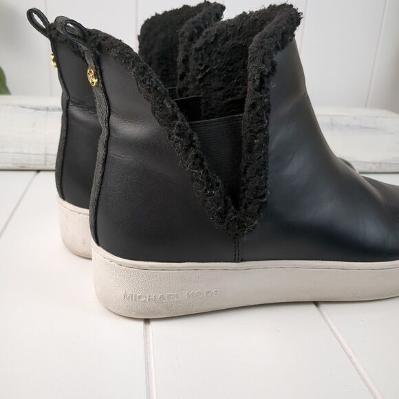 Michael Kors Ashlyn Black Leather Slip-On High Top Sneakers Women's 9.5M - Picture 5 of 9